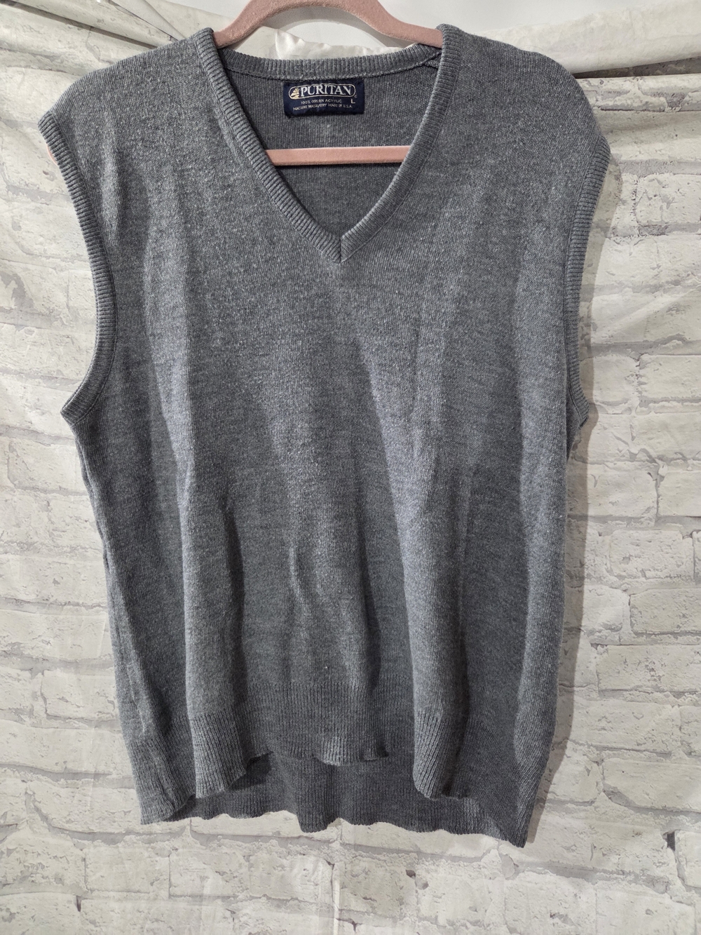 Vintage Puritan Grandpa Gray V-Neck Knit Sweater Vest